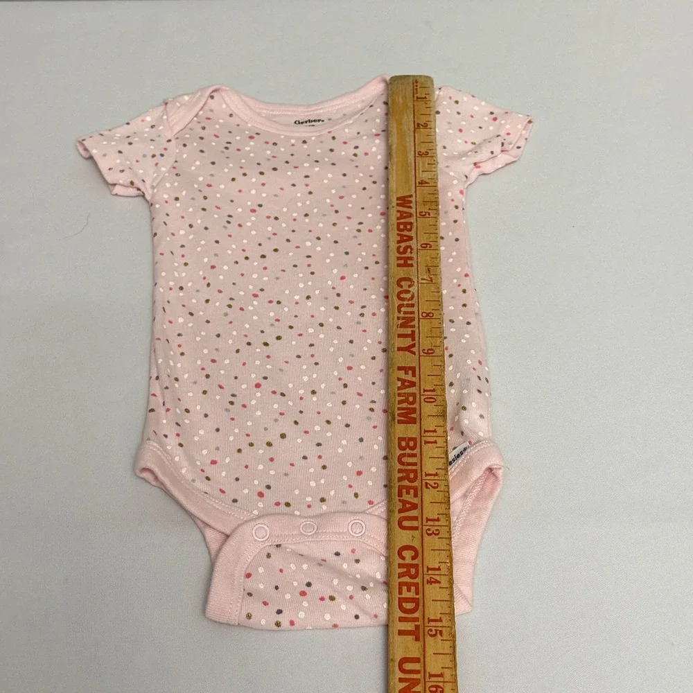 Gerber Baby Girls 3-6M Onesies 2 Pack Mint Floral Pink Polka Dot Cotton Snaps‎